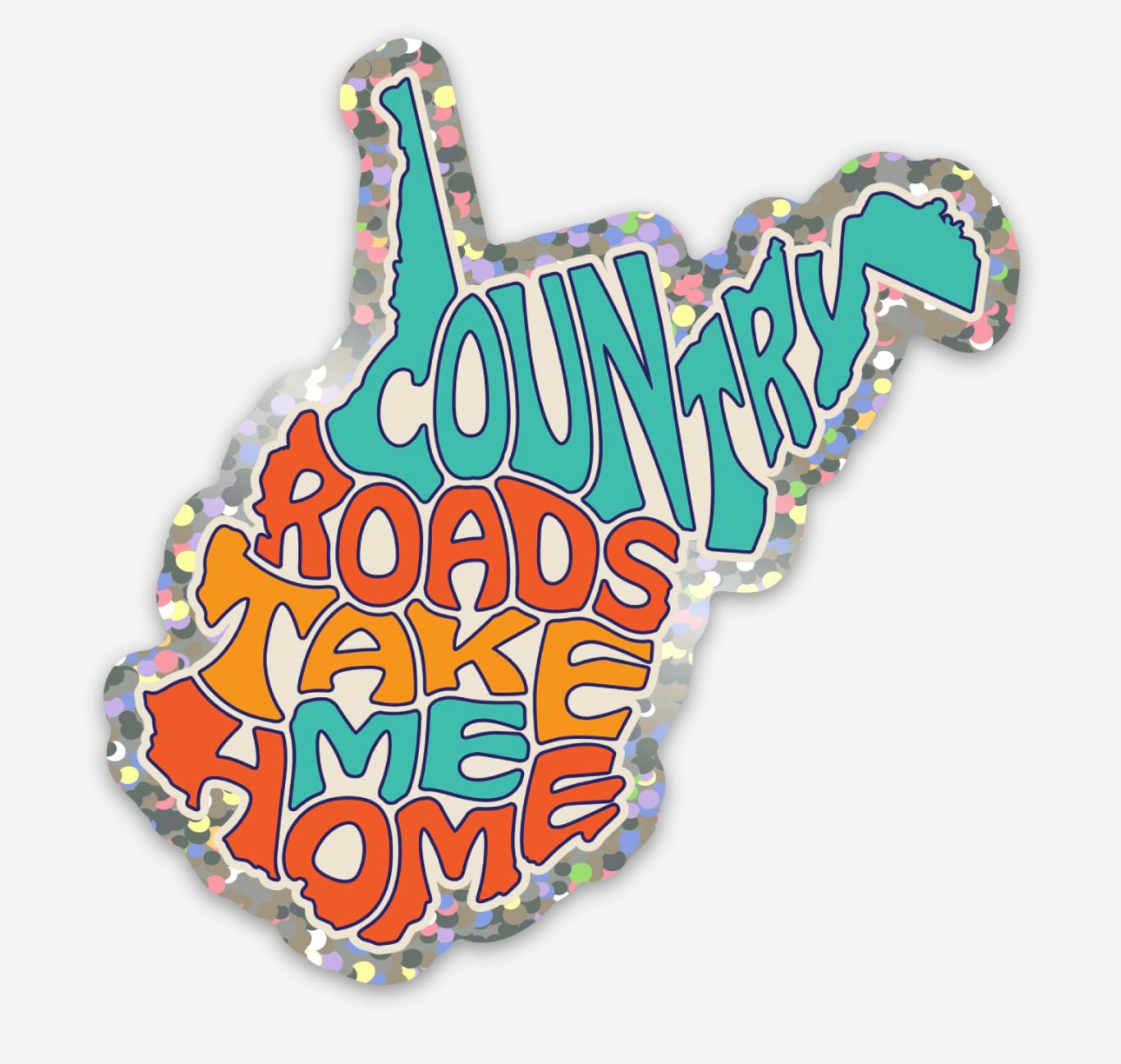 Country Roads Glitter Sticker